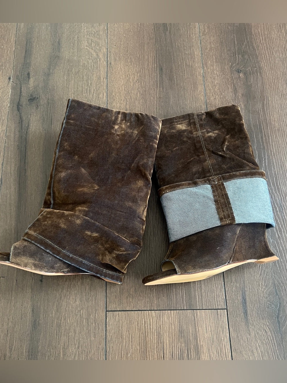 Tin Brown Cuffed Wedge Bootie